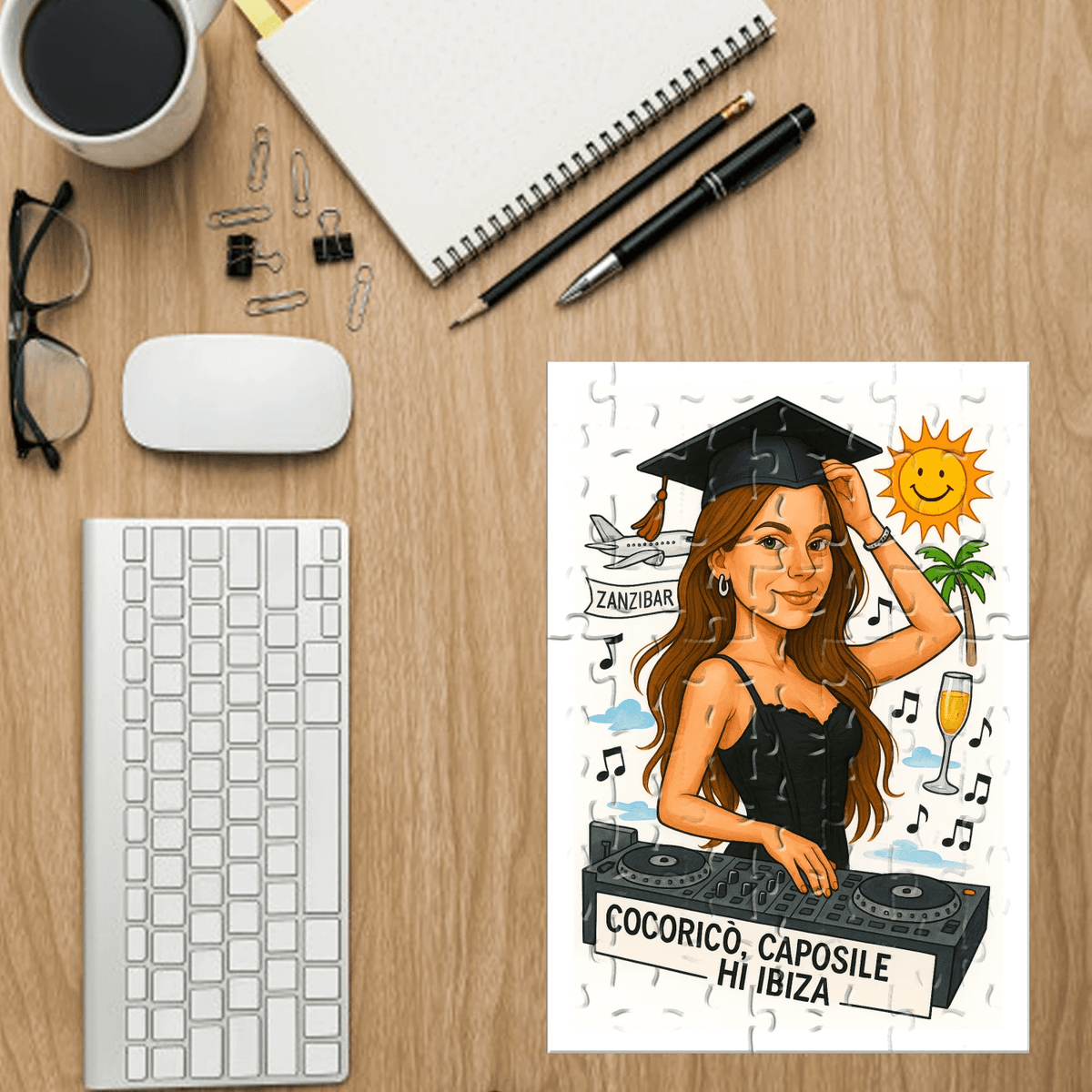 Puzzle di laurea personalizzato con caricatura