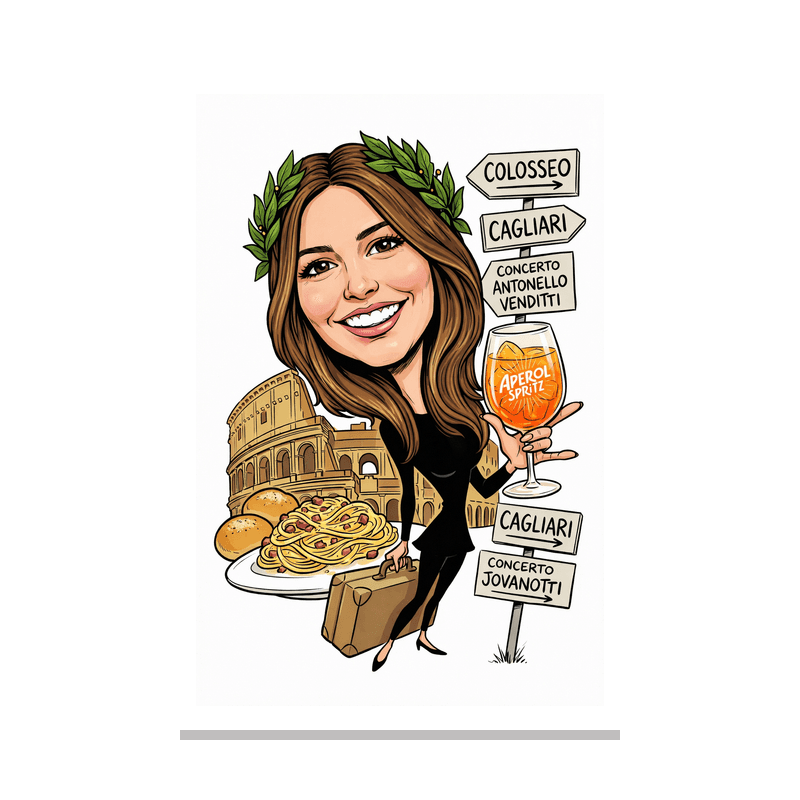 Poster personalizzato con caricatura, con la caricatura del festeggiato stampata