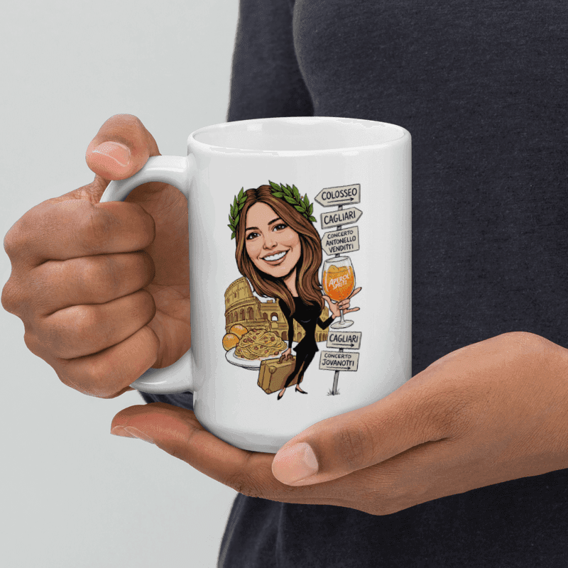 Tazza di laurea personalizzata con caricatura
