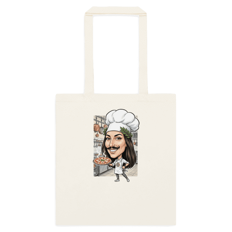Tote bag di laurea personalizzata con caricatura