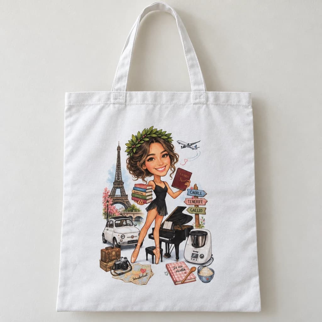 Tote bag personalizzata con caricatura